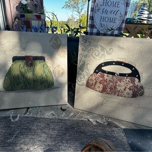 Vintage Style Handbag and Canvas Art